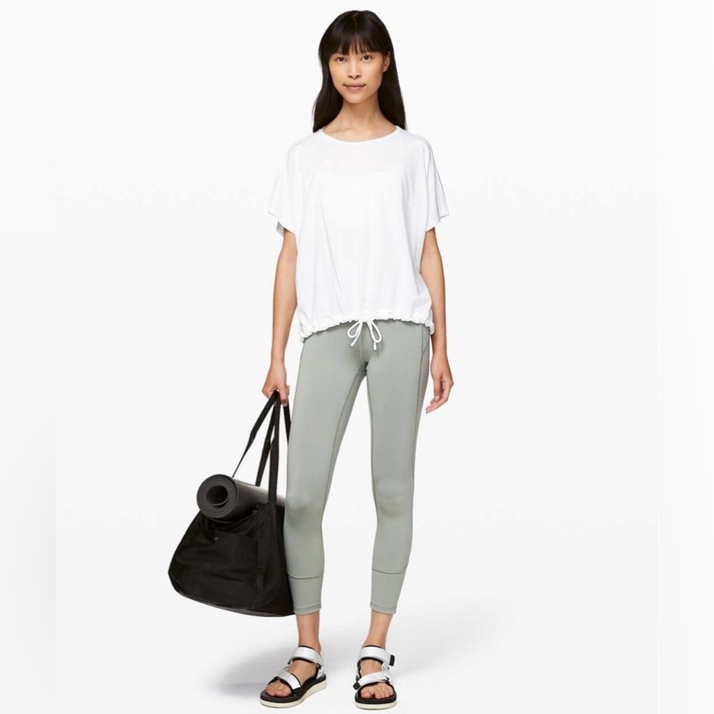 Lululemon Renew the Day Short Sleeve Shirt White Off the Shoulder Drawstring, 8